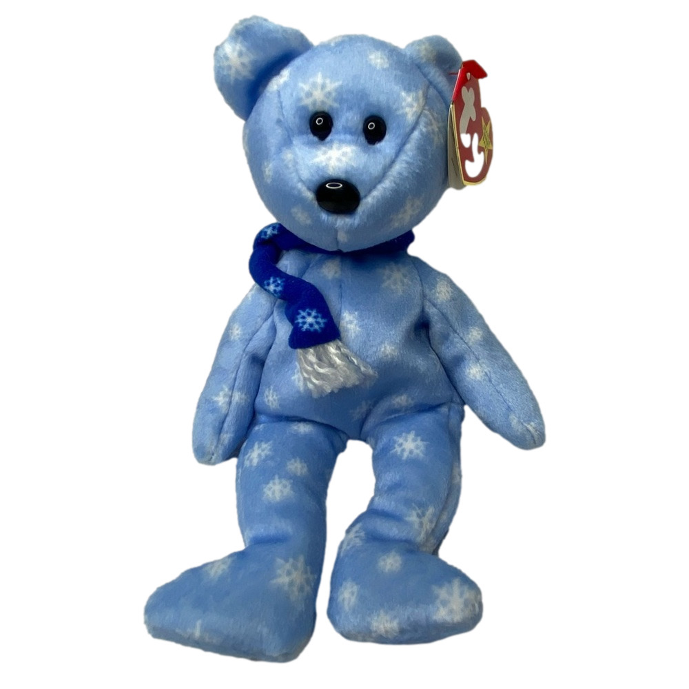TY Beanie Babies 1999 Holiday Teddy Beanie Baby blue snowflake Bear vintage